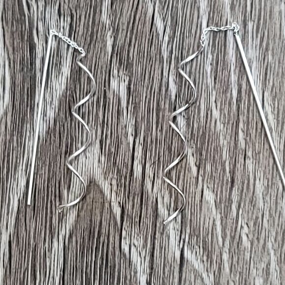 925 Sterling Silver Spiral Earrings - Picture 4 of 12